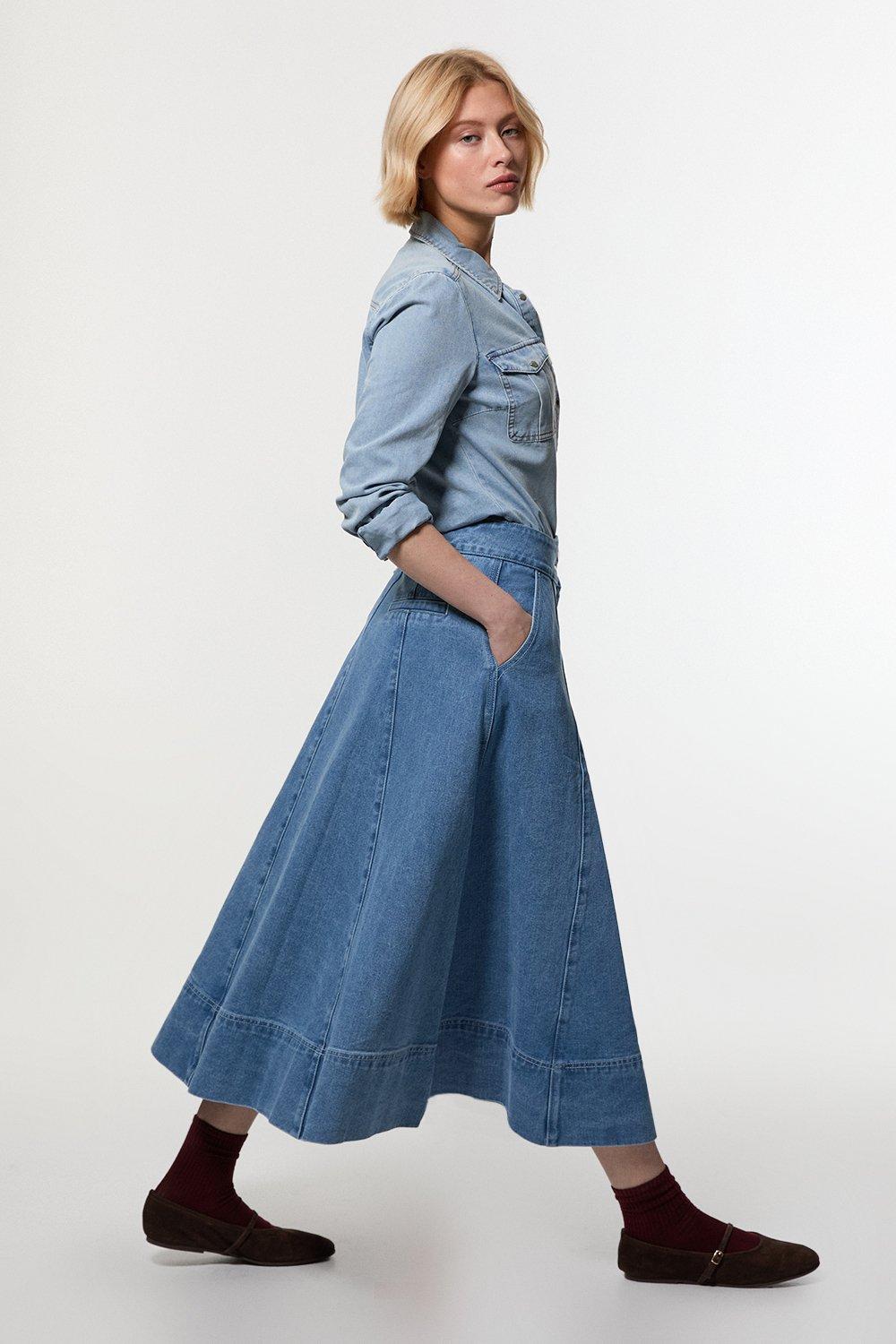 Petite Cotton Canvas Cargo Pocket Button Front Belted Midi